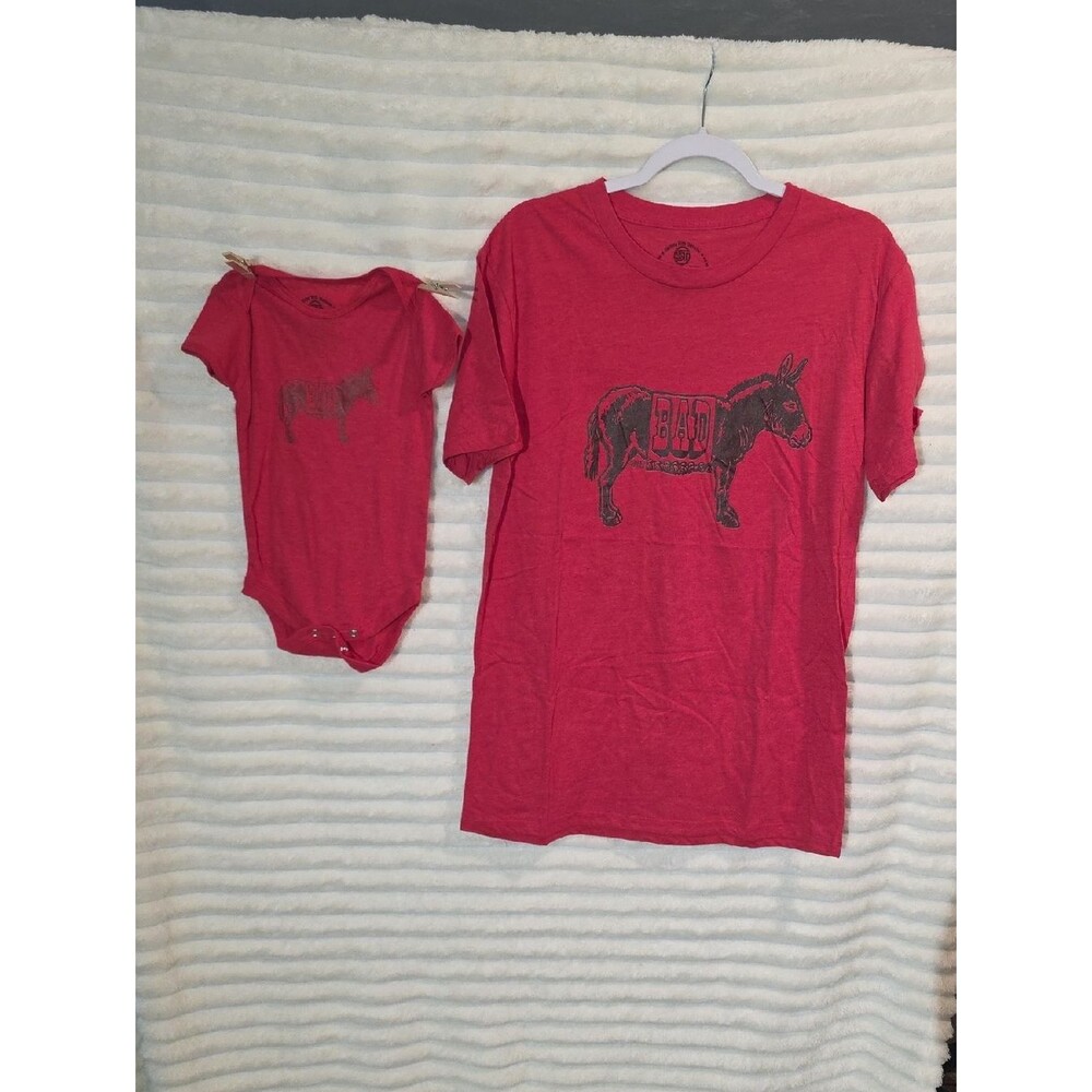 Solid Threads Bad Donkey Matching Set Mens T-Shirt and Baby Bodysuit Red Heather